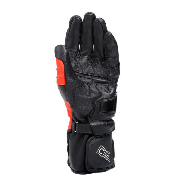 Dainese Carbon 4 Long Leather Gloves Black / Fluo Red / White