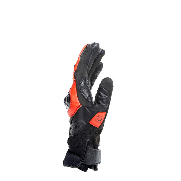 Dainese Carbon 4 Short Leather Gloves Black / Fluo Red