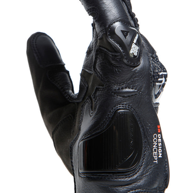 Dainese Carbon 4 Short Leather Gloves Black / Fluo Red