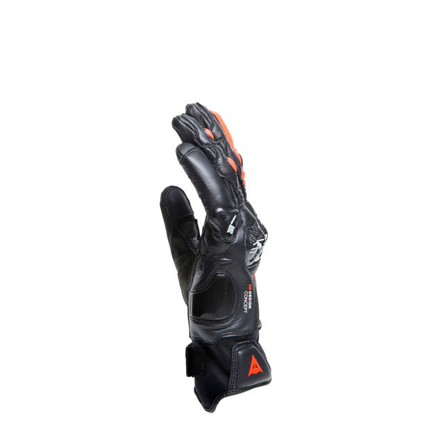 Dainese Carbon 4 Short Leather Gloves Black / Fluo Red