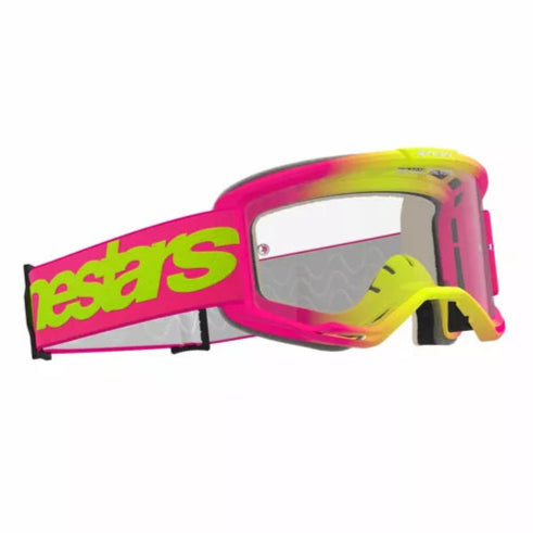 Alpinestars Vision 5 Wordmark Goggles Pink / Yellow / Clear - FREE UK Shipping, FREE 365 Day Returns | Moto Central