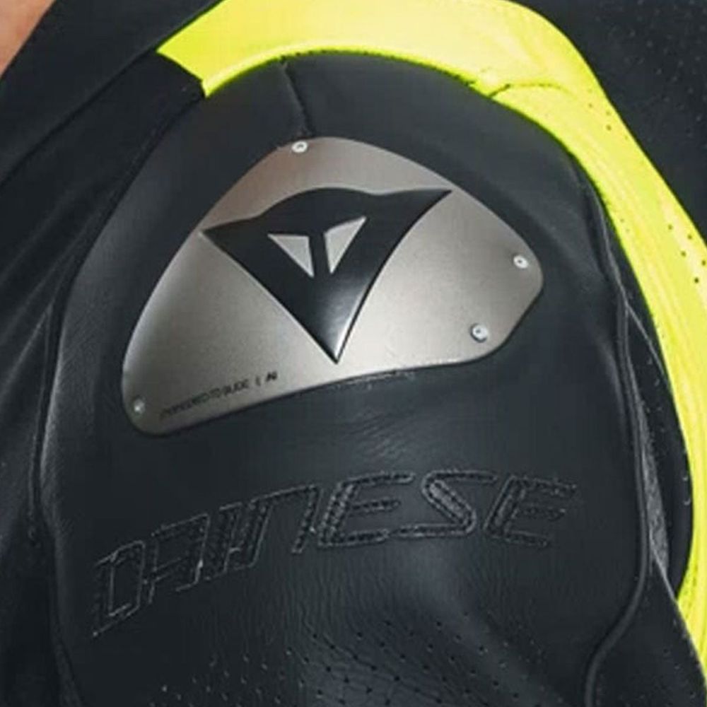 Dainese Audax D-Zip One Piece Perforated Leather Suit Black / Fluo Yellow / White