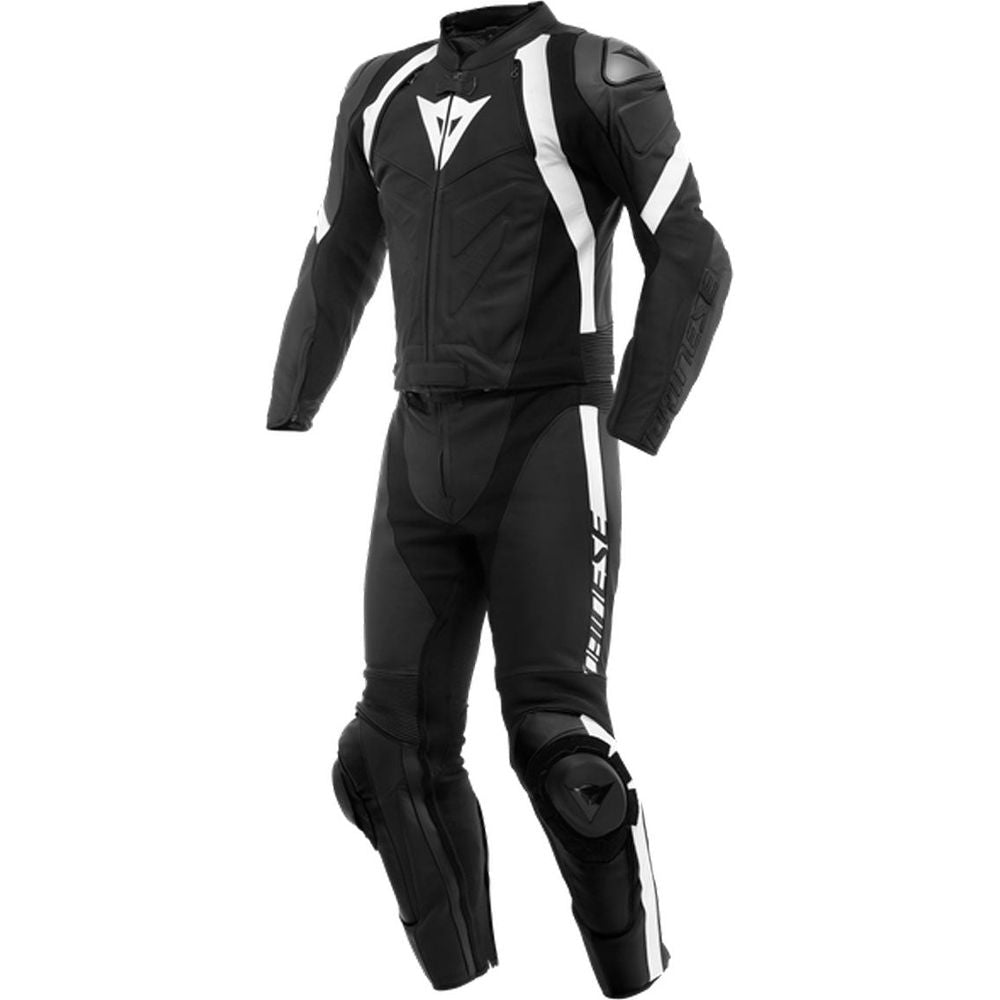 Dainese Avro 4 S/T Two Piece Leather Suit Matt Black / Matt Black / White