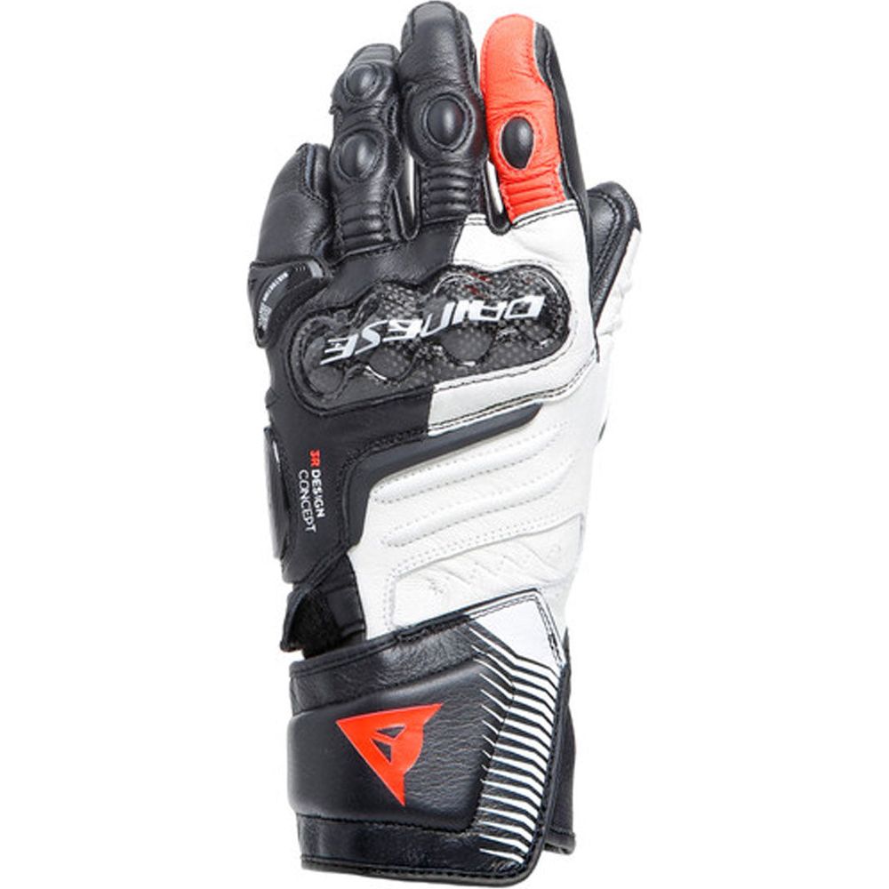 Dainese Carbon 4 Ladies Long Leather Gloves Black / White / Fluo Red