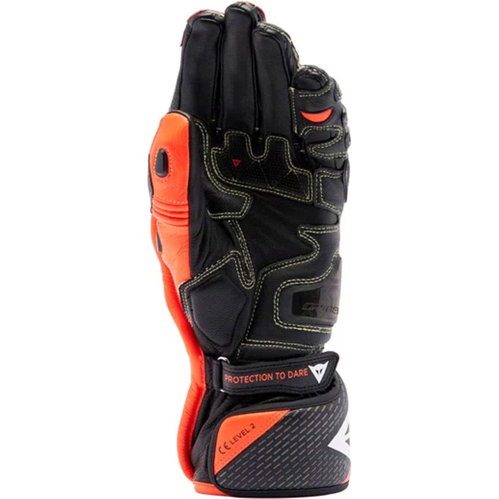 Dainese Full Metal 7 Leather Gloves Black / Fluo Red