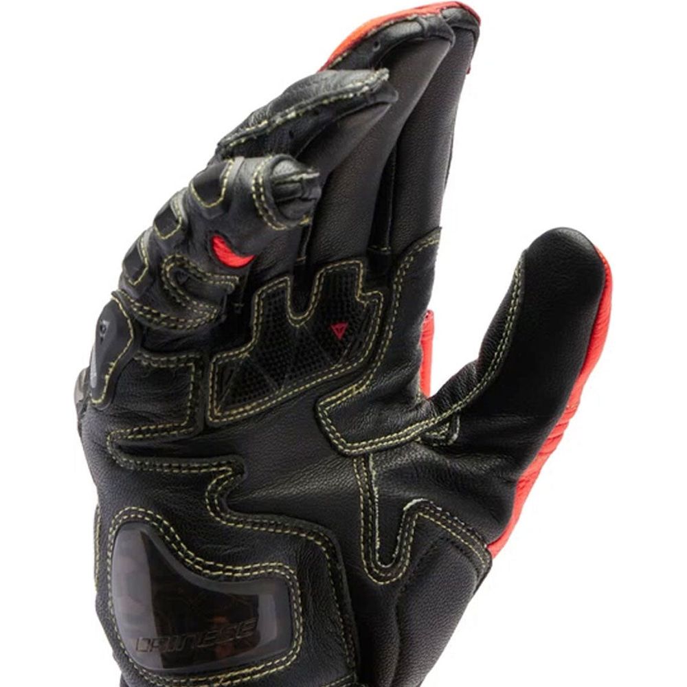 Dainese Full Metal 7 Leather Gloves Black / Fluo Red