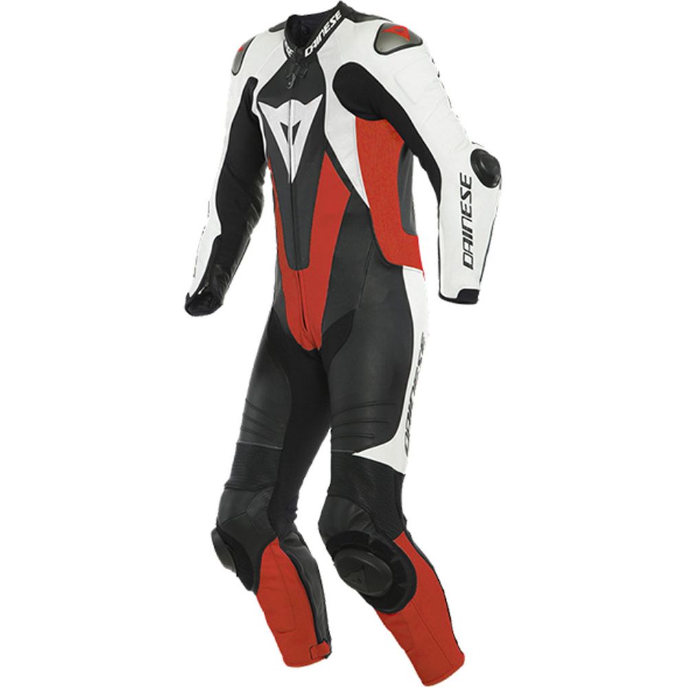 Dainese Laguna Seca 5 One Piece Perforated Leather Suit Black / White / Fluo Red