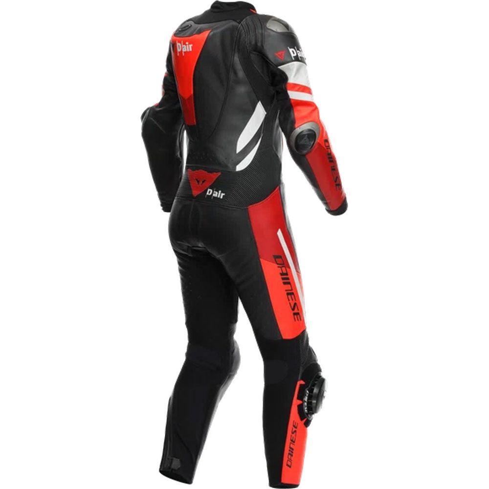 Dainese Misano 3 D-Air Ladies One Piece Perforated Leather Suit Black / Red / Fluo Red