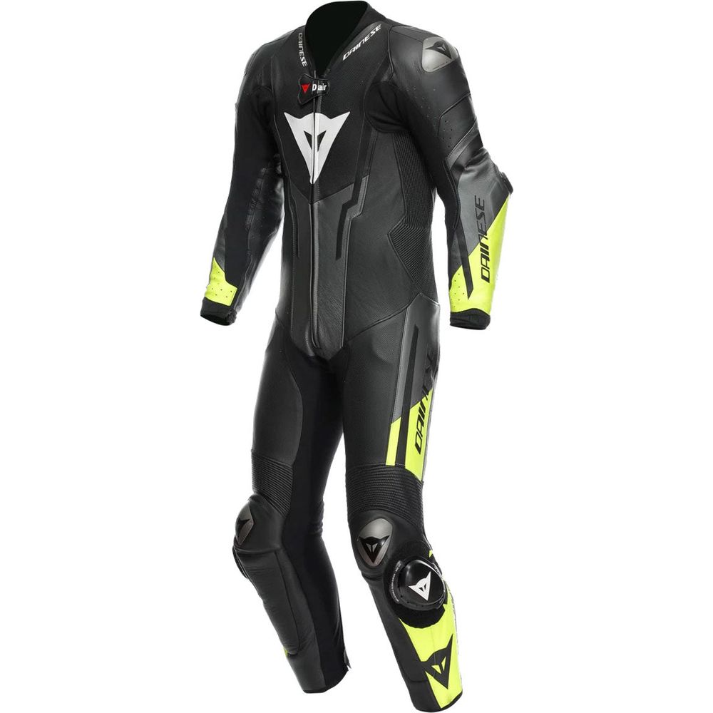 Dainese Misano 3 D-Air One Piece Perforated Leather Suit Black / Anthracite / Fluo Yellow