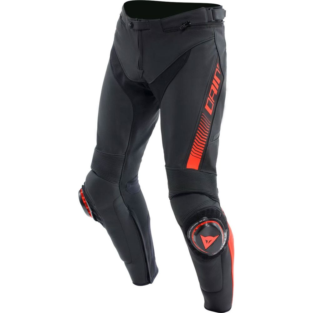 Dainese Super Speed Leather Trouser Black / Fluo Red