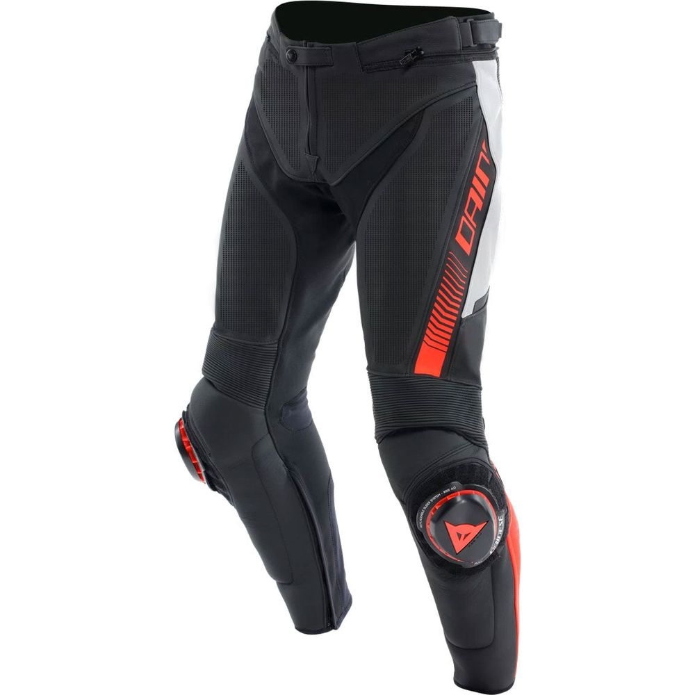 Dainese Super Speed Perforated Leather Trouser Black / White / Fluo Red