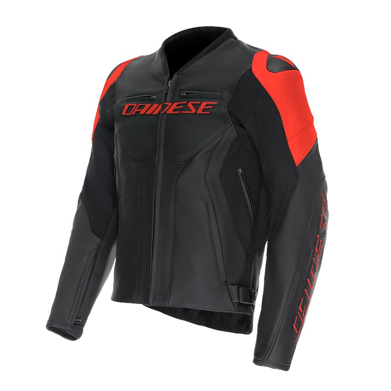 Dainese Racing 5 Leather Jacket Black / Fluo Red FREE UK Delivery, FREE 365 Day Returns | Moto Central