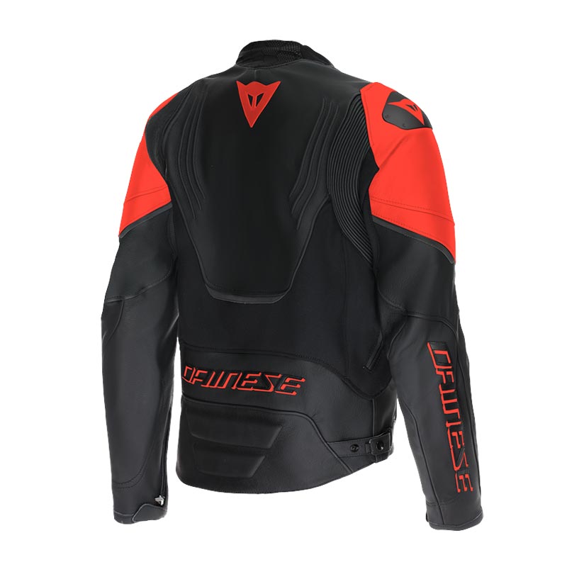 Dainese Racing 5 Leather Jacket Black / Fluo Red FREE UK Delivery, FREE 365 Day Returns | Moto Central