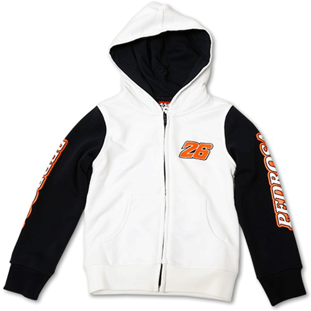 VR46 Pedrosa 26 Kids Zip Fleece Hoodie White