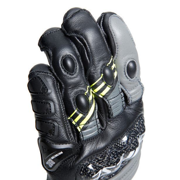 Dainese Druid 4 Leather Gloves Black / Charcoal Grey / Fluo Yellow