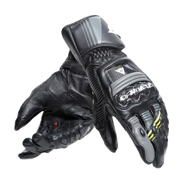 Dainese Druid 4 Leather Gloves Black / Charcoal Grey / Fluo Yellow