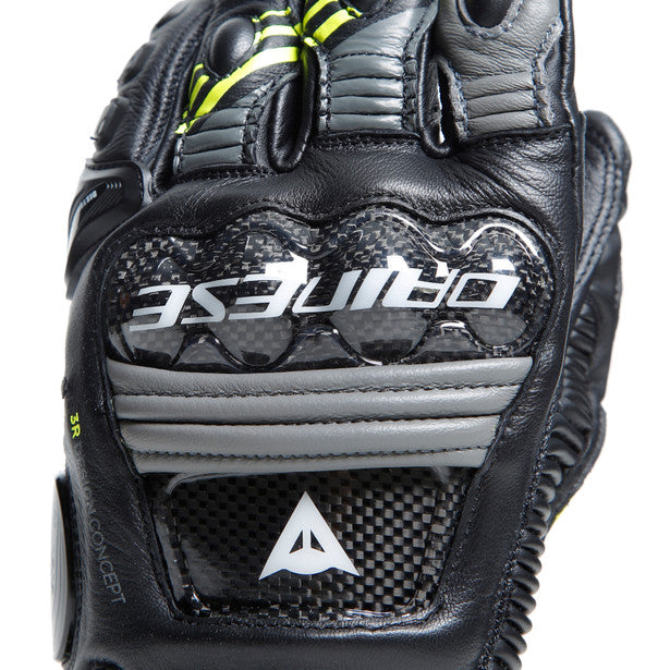 Dainese Druid 4 Leather Gloves Black / Charcoal Grey / Fluo Yellow