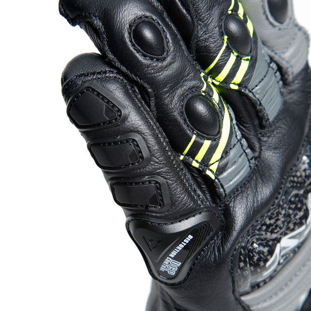 Dainese Druid 4 Leather Gloves Black / Charcoal Grey / Fluo Yellow