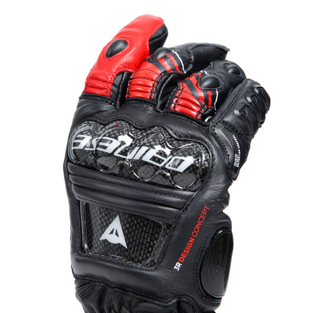 Dainese Druid 4 Leather Gloves Black / Lava Red / White