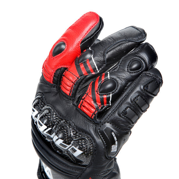 Dainese Druid 4 Leather Gloves Black / Lava Red / White