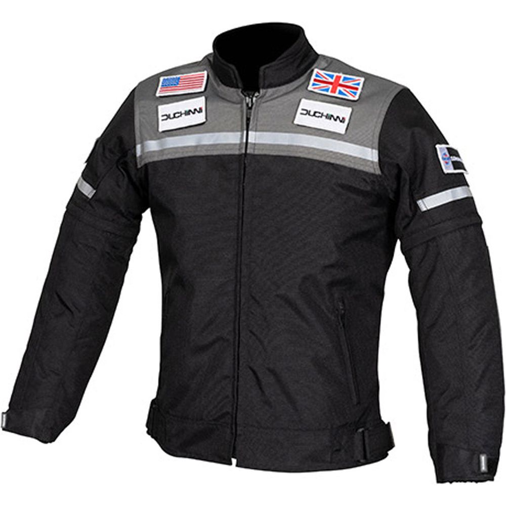 Duchinni Grid Kids Textile Jacket Black / Gunmetal  - FREE UK Shipping, FREE 365 Day Returns | Moto Central