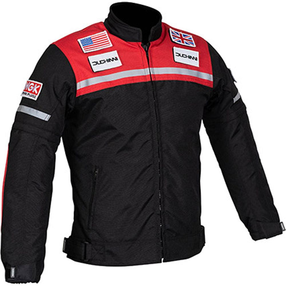 Duchinni Grid Kids Textile Jacket Black / Red  - FREE UK Shipping, FREE 365 Day Returns | Moto Central