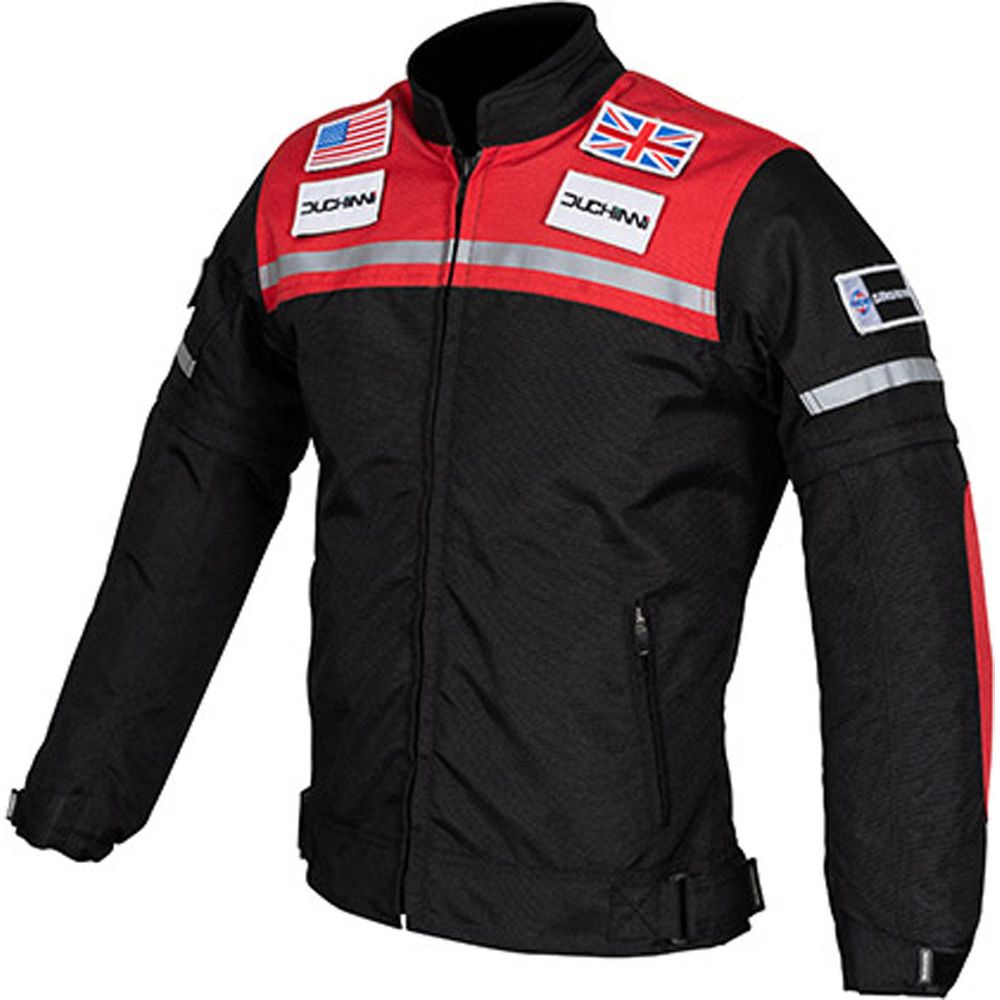 Duchinni Grid Kids Textile Jacket Black / Red  - FREE UK Shipping, FREE 365 Day Returns | Moto Central