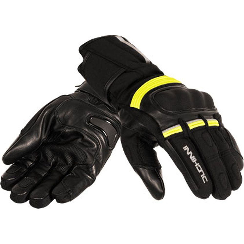 Duchinni Yukon 2.0 Leather / Textile Gloves Black / Neon - FREE UK Shipping, FREE 365 Day Returns | Moto Central