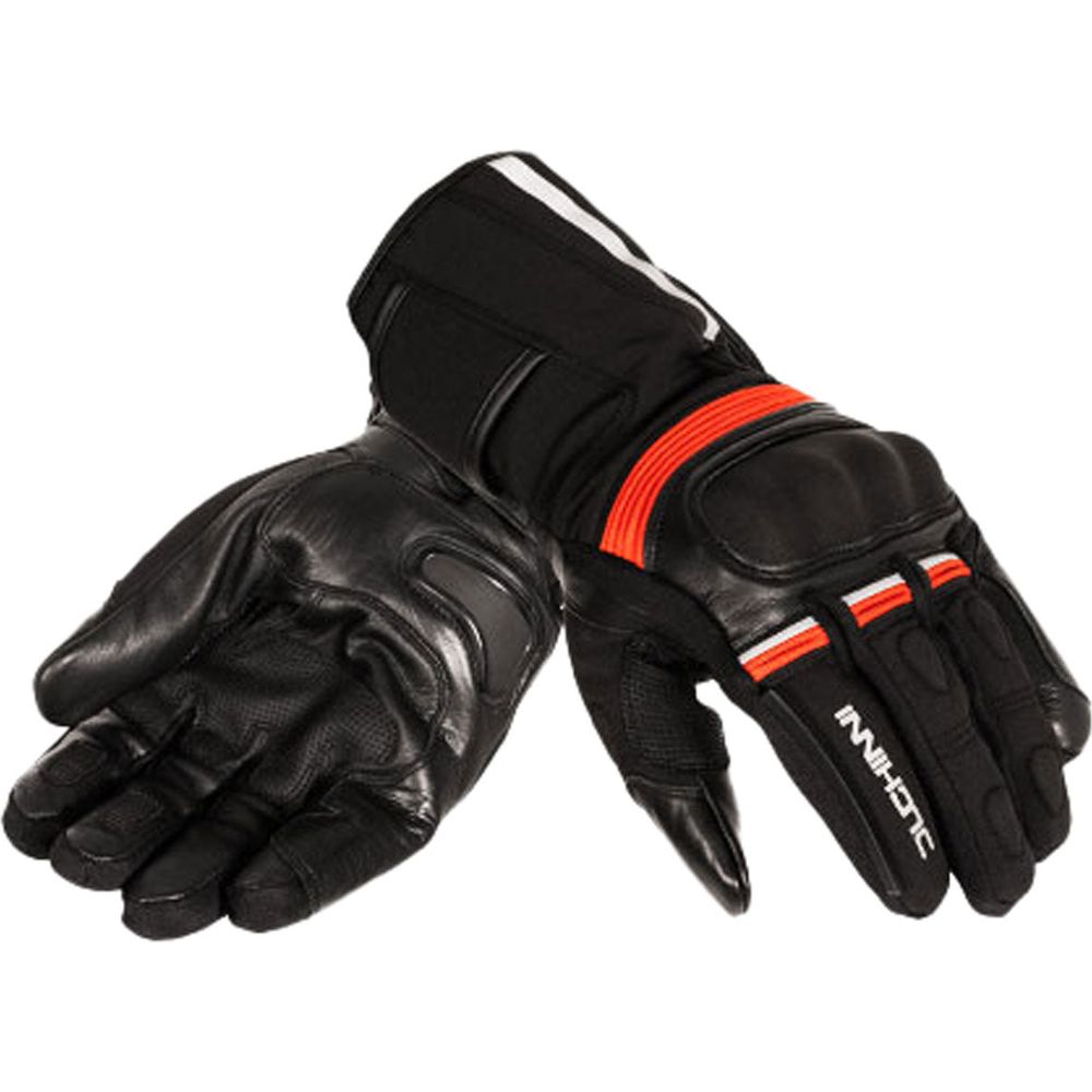 Duchinni Yukon 2.0 Leather / Textile Gloves Black / Red - FREE UK Shipping, FREE 365 Day Returns | Moto Central