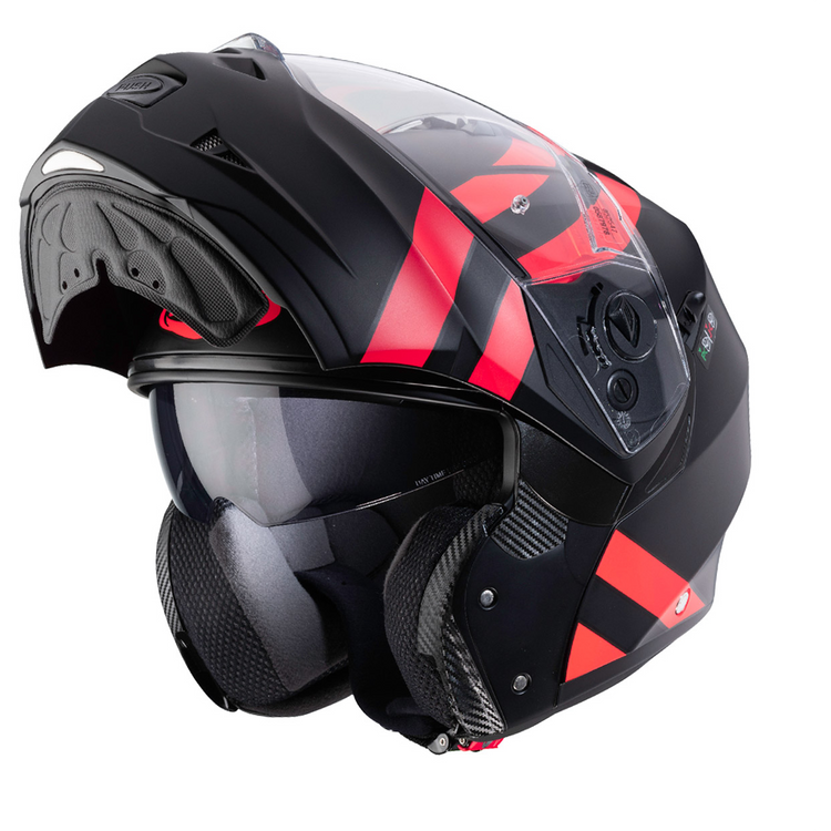 Caberg Duke 2 Super Legend Flip-Up Helmet Matt Black / Fluo Red - FREE UK Shipping, FREE 365 Day Returns | Moto Central