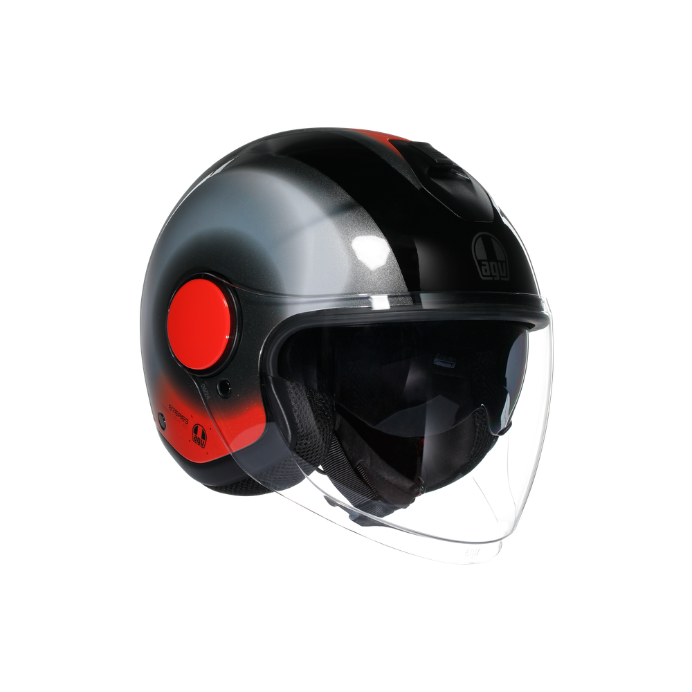 AGV Eteres Levanto Open Face Helmet Black / Silver / Red