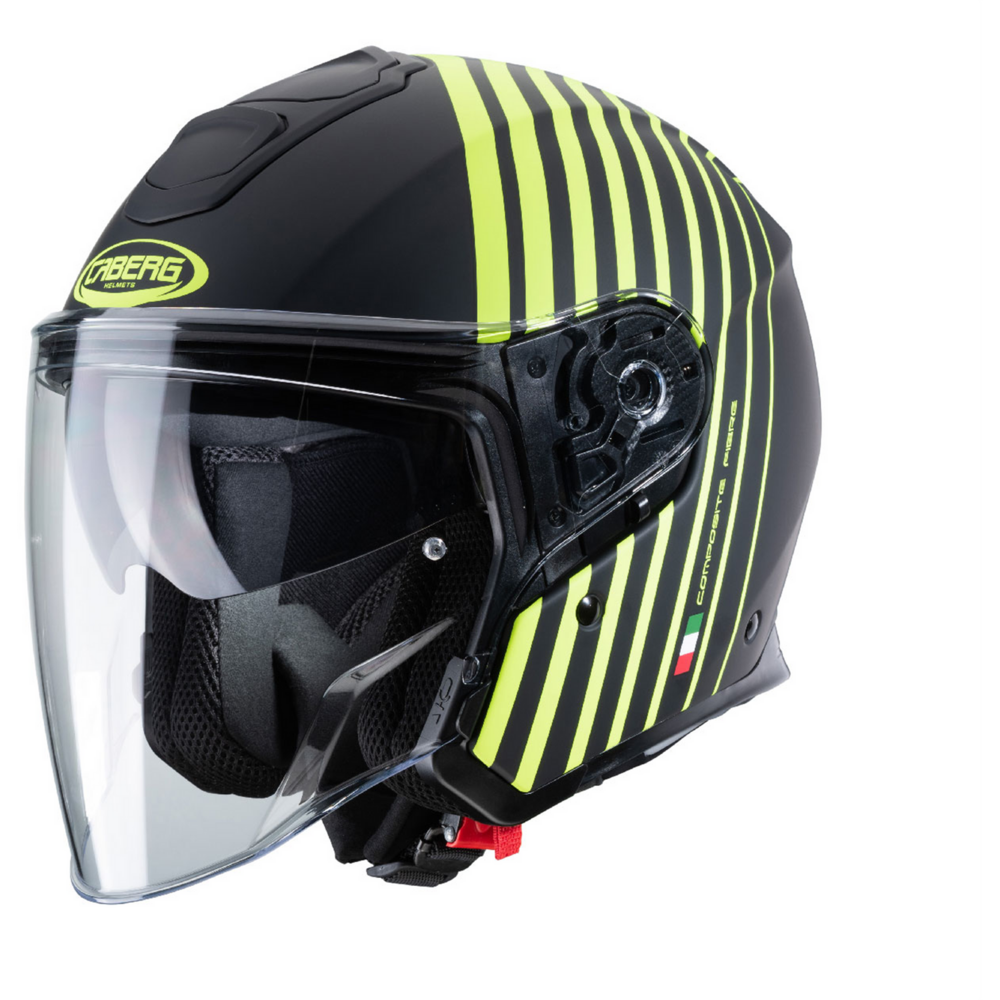 Caberg Flyon Bakari Open Face Helmet Matt Black / Yellow - FREE UK Shipping, FREE 365 Day Returns | Moto Central