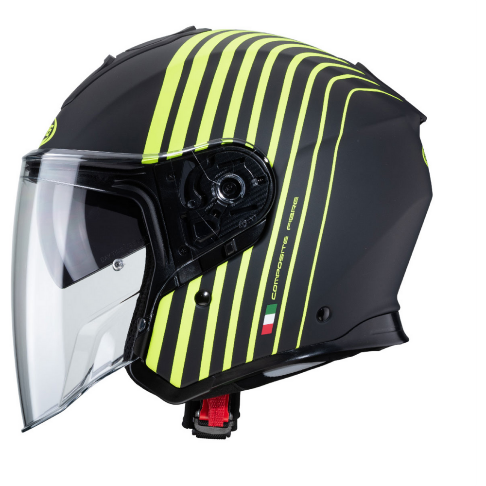 Caberg Flyon Bakari Open Face Helmet Matt Black / Yellow - FREE UK Shipping, FREE 365 Day Returns | Moto Central