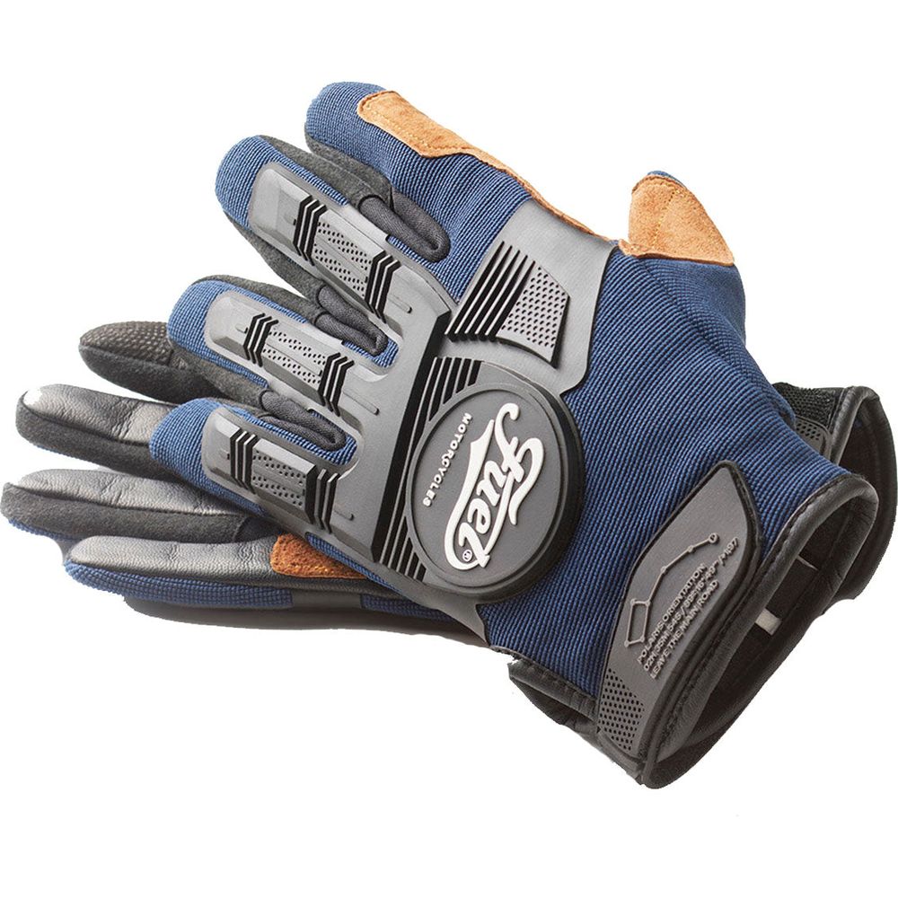 Fuel Astrail Leather / Textile Gloves Navy - FREE UK Shipping, FREE 365 Day Returns | Moto Central