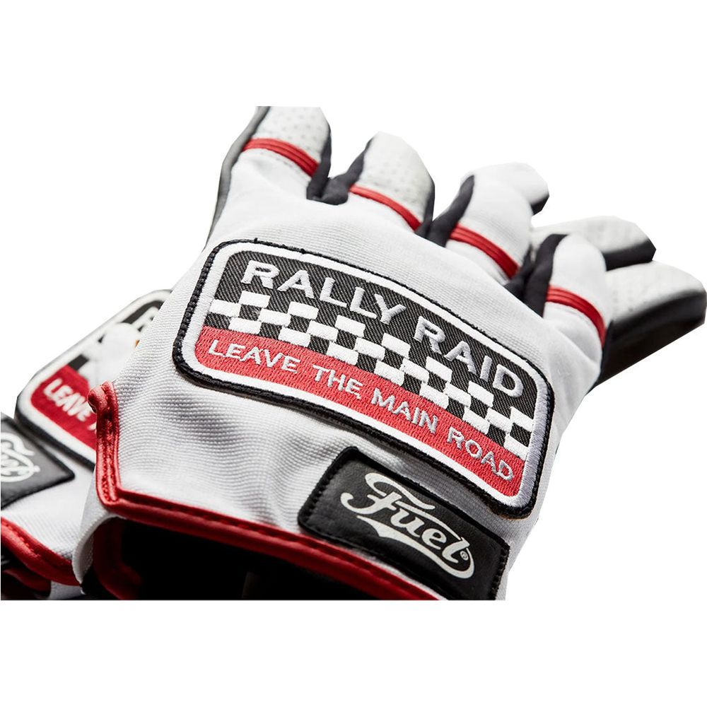 Fuel Rally Raid Patch Leather Gloves White