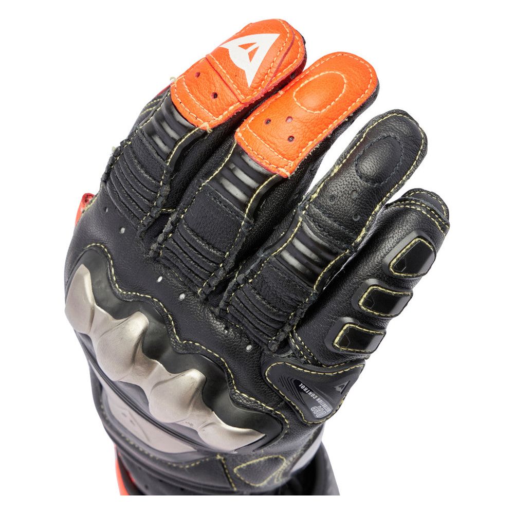 Dainese Full Metal 7 Leather Gloves Black / Fluo Red