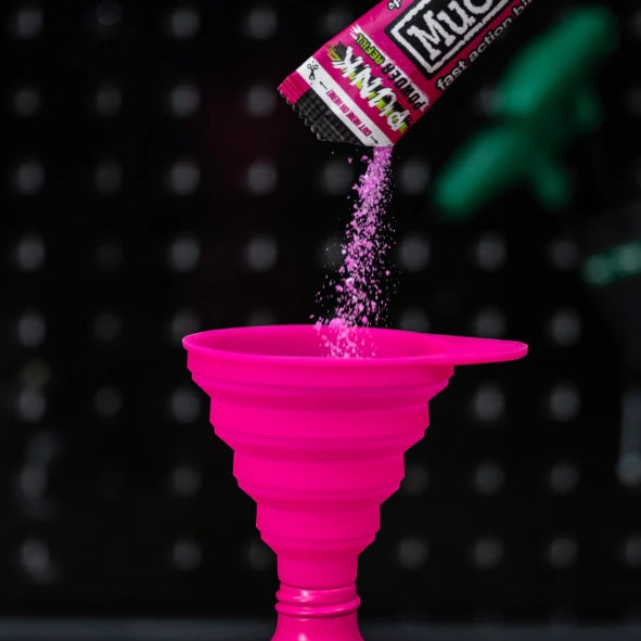 Muc-Off Collapsible Silicone Funnel Pink - FREE UK Shipping, FREE 365 Day Returns | Moto Central