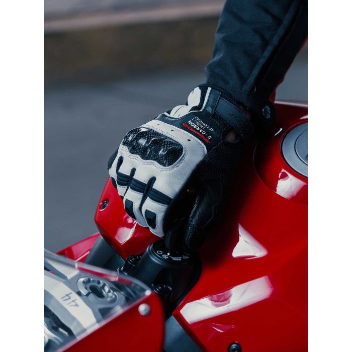 Spidi G-Carbon CE Leather Gloves White / Black