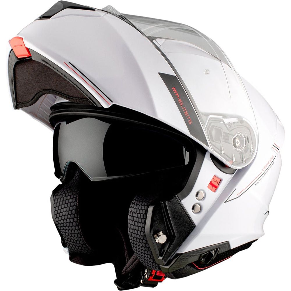 MT Genesis SV Solid A0 Flip-Up Helmet Gloss Pearl White - FREE UK Shipping, FREE 365 Day Returns | Moto Central