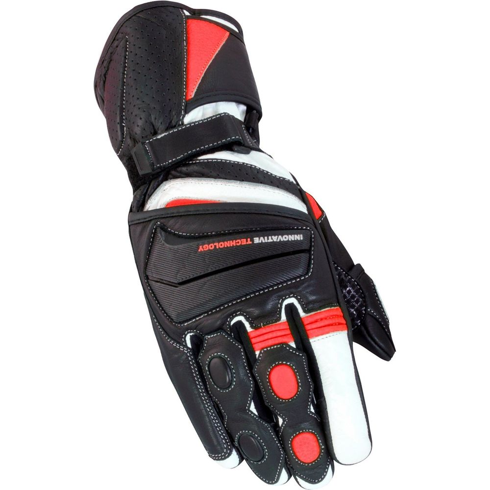 Bike It Crossfire Summer Road Leather Gloves Black / Red