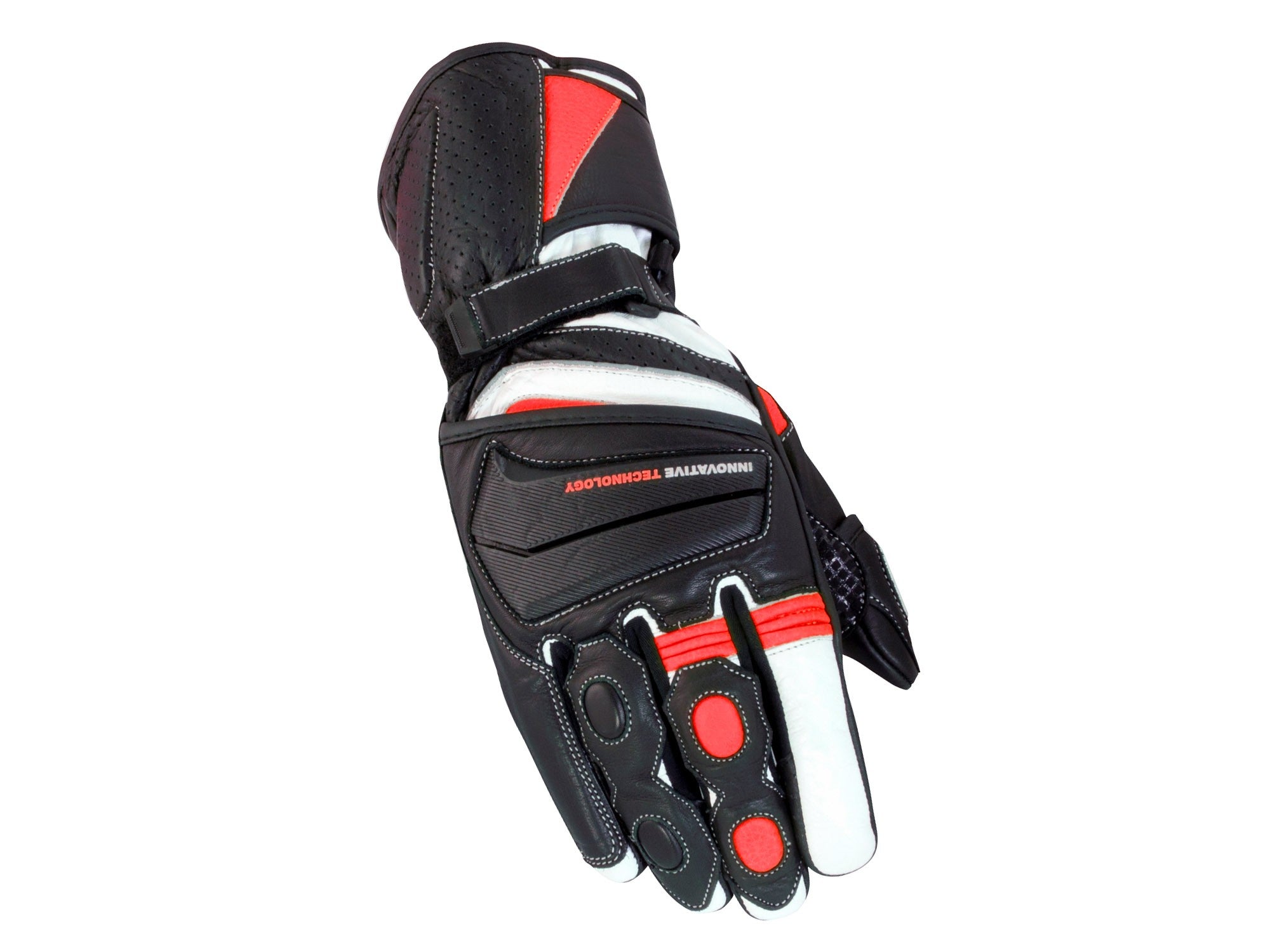 Bike It Crossfire Summer Road Leather Gloves Black / Red  - FREE UK Delivery - Moto Central