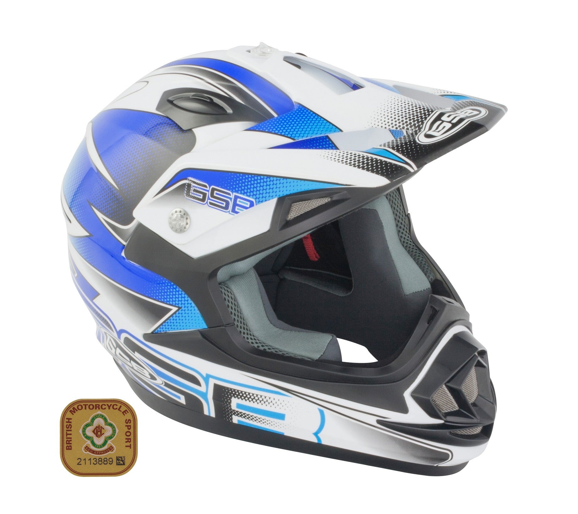 GSB XP-14B MX Off-Road Helmet Gloss Graphic Blue  - FREE UK Delivery - Moto Central