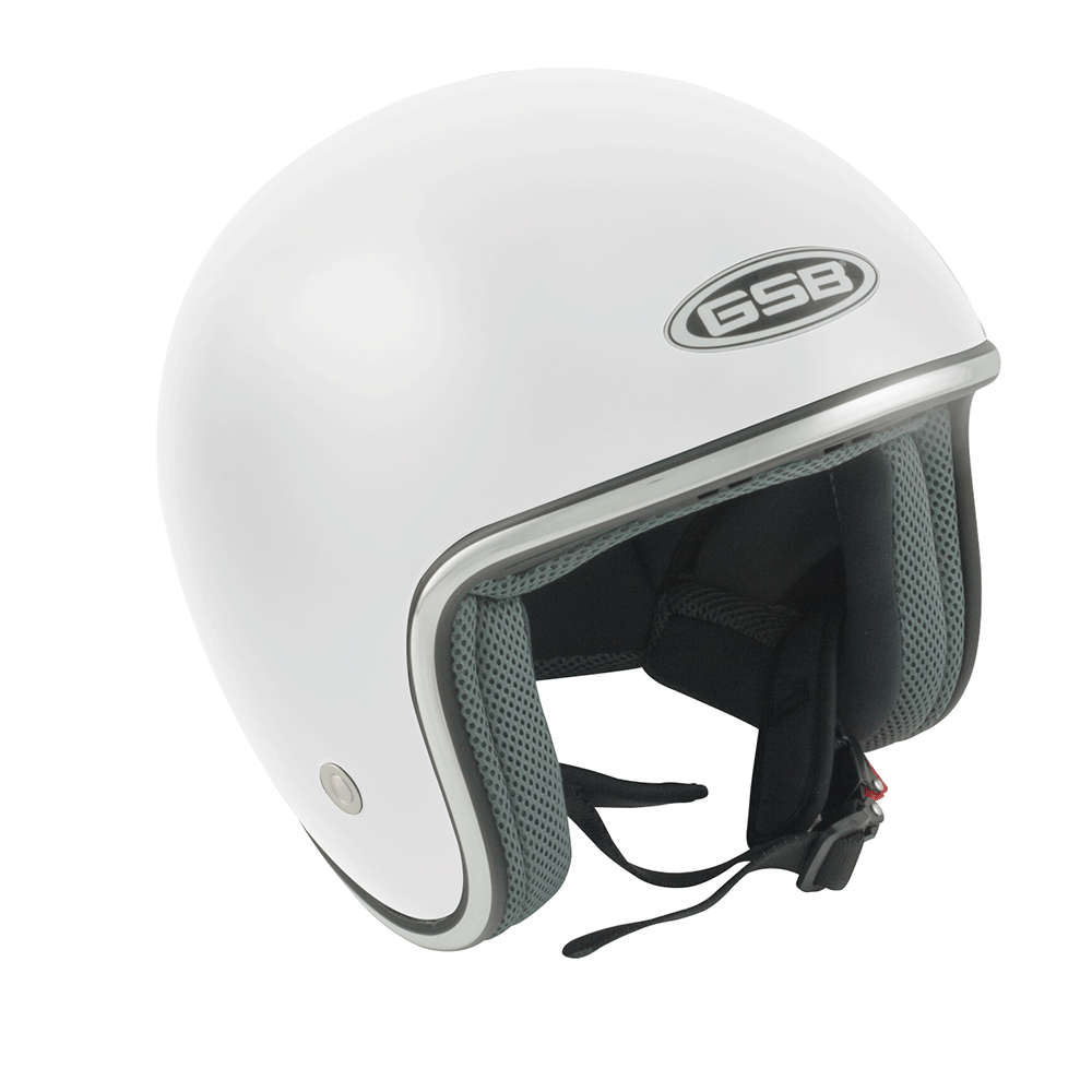 GSB G-234 Open Face Helmet Gloss Plain White  - FREE UK Delivery - Moto Central