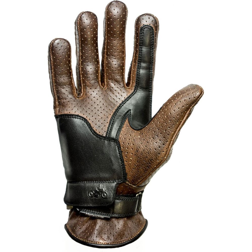 Helstons Corporate Summer Perforated Leather Gloves Camel / Black - FREE UK Shipping, FREE 365 Day Returns | Moto Central