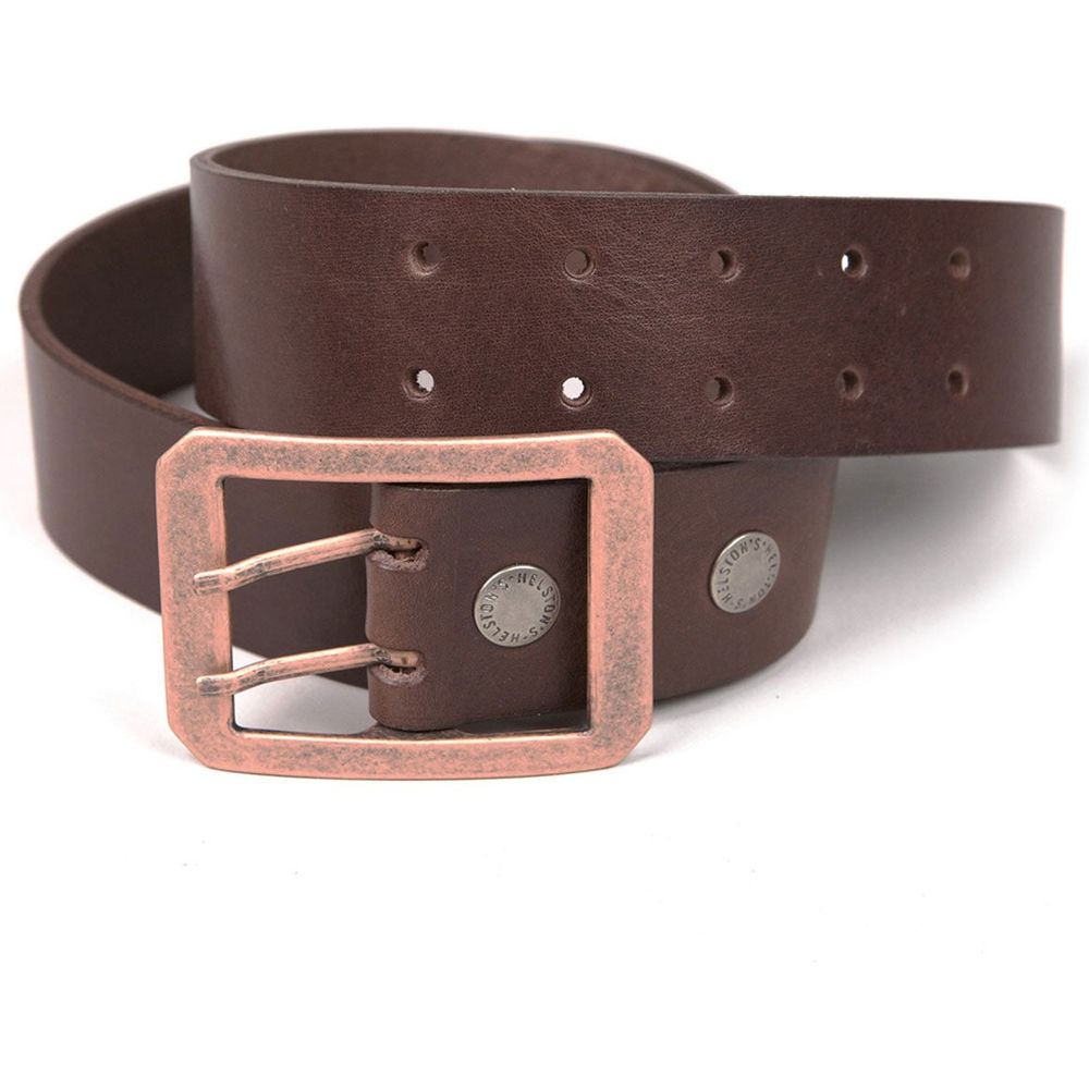 Helstons Double D Leather Belt Brown