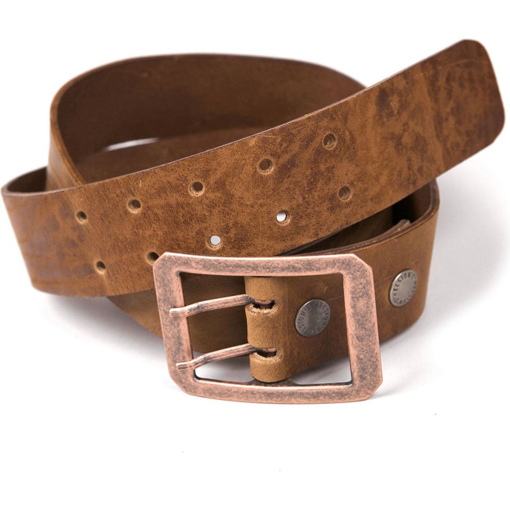 Helstons Double D Leather Belt Tan