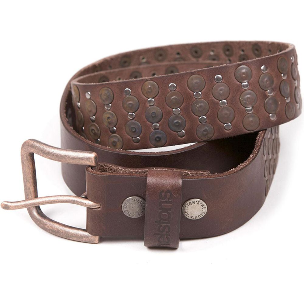 Helstons Studded Leather Belt Brown