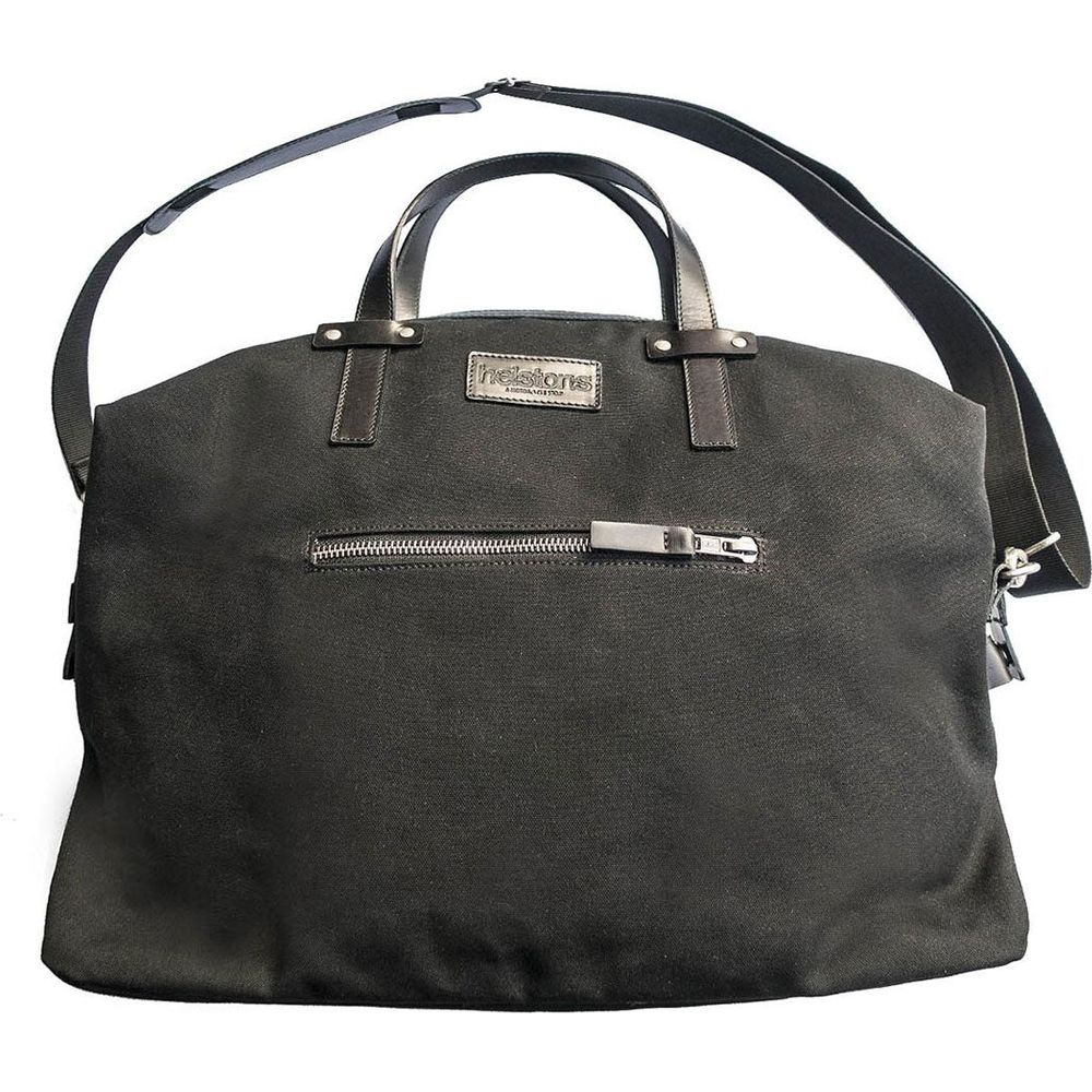 Helstons Weekend Canvas Medium Leather Bag Black