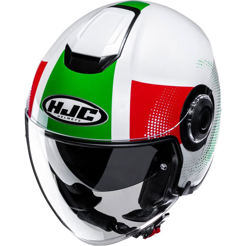 HJC I40N Pyle Open Face Helmet MC41 Green / White / Red  - FREE UK Shipping, FREE 365 Day Returns | Moto Central