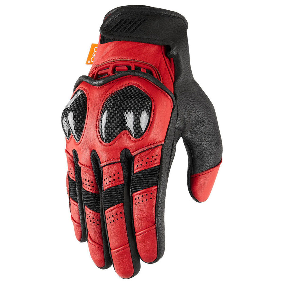 Icon Contra 2 Leather Gloves Red